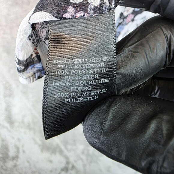 Ann Taylor Blouse Womens Medium Black Floral Halter Sleeveless Lined Keyhole - Picture 7 of 10